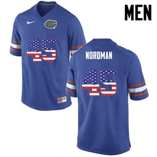 Men's Florida Gators #45 Charles Nordman NCAA Nike Blue USA Flag Fashion Authentic Stitched College Football Jersey TMX2362EP